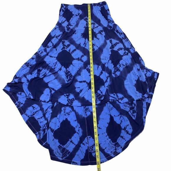 Wdny Blue Printed Asymmetrical Maxi Skirt Small - Picture 6 of 8